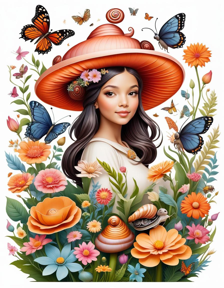  stacked papercut art of a girl in a voluminous snail shaped hat stands among large flowers and holds a large snail on her palm, beetles and butterflies fly around her, flowers in the foreground and background)) in the fantasy genre, sticker isolated on white background }, mysticism, fairy tale, fantasy, good detail, good drawing, clear contours, good mood. B. Kliban, Benjamin Lacombe, Jasmine Beckett Griffith, . 3D, layered, dimensional, depth, precision cut, stacked layers, papercut, high contrast hyperrealistic, full body, detailed clothing, highly detailed, cinematic lighting, stunningly beautiful, intricate, sharp focus, f/1. 8, 85mm, (centered image composition), (professionally color graded), ((bright soft diffused light)), volumetric fog, trending on instagram, trending on tumblr, HDR 4K, 8K