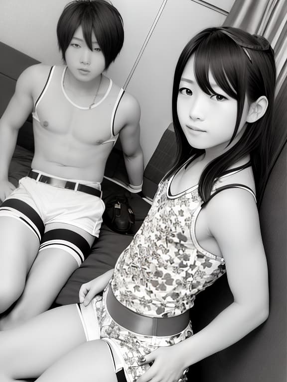  garter belt sixth grade hot pants tank top Japanese cute boy love hotel boys