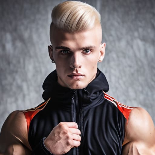 portrait+ style russian queer fitness model blonde very cute dude face