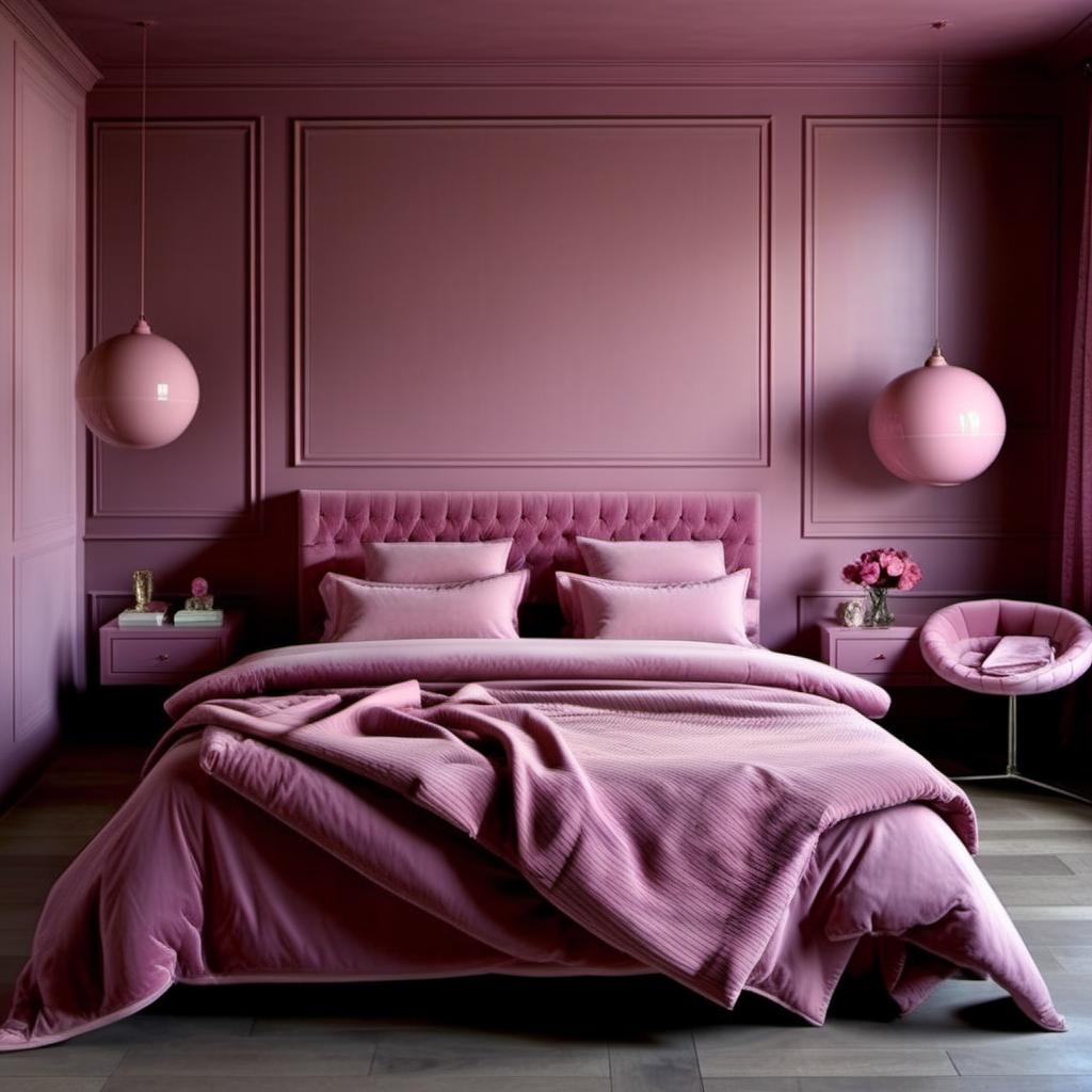  Design of bedroom in color pink or dry rose