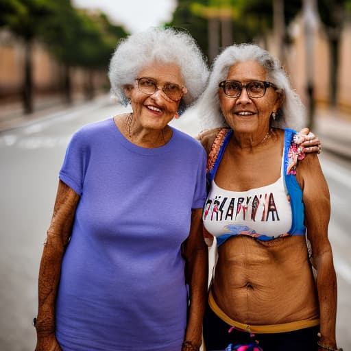 portrait+ style granny ass de república Dominicana con su amiga en la calle en calzones