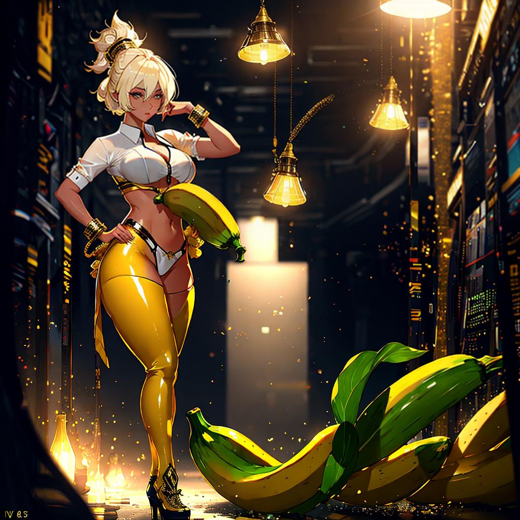   cute that is leaking banana hyperrealistic, full body, detailed clothing, highly detailed, cinematic lighting, stunningly beautiful, intricate, sharp focus, f/1. 8, 85mm, (centered image composition), (professionally color graded), ((bright soft diffused light)), volumetric fog, trending on instagram, trending on tumblr, HDR 4K, 8K