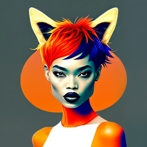  Cut orange hair girl with a fox ear