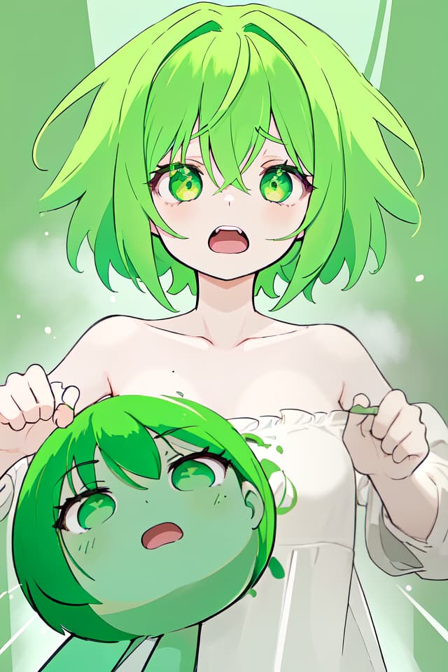  Beautiful collarbone of green hair characters, screaming of stupid fuss