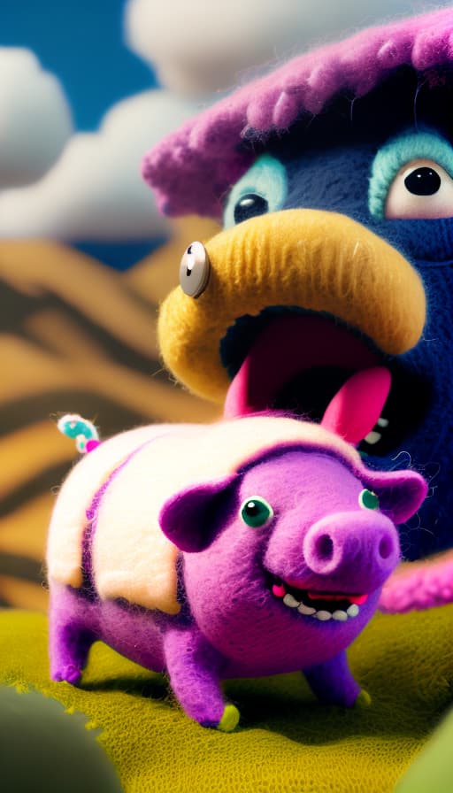 woolitize Create an illustration in an animated cartoon style that depicts the following: A scene of various farm animals laughing hysterically at Snuffles, the pink pig, who looks slightly confused but amused by their reaction. hyperrealistic, full body, detailed clothing, highly detailed, cinematic lighting, stunningly beautiful, intricate, sharp focus, f/1. 8, 85mm, (centered image composition), (professionally color graded), ((bright soft diffused light)), volumetric fog, trending on instagram, trending on tumblr, HDR 4K, 8K