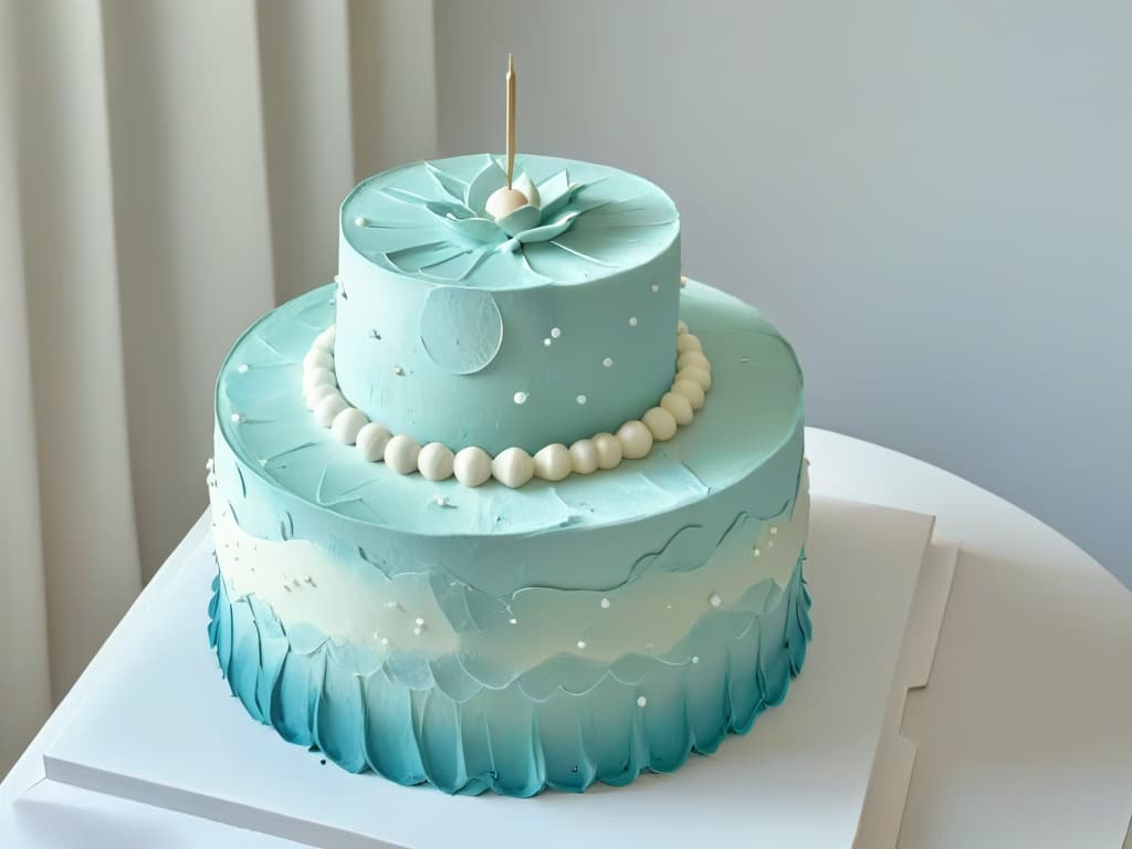  A closeup, ultradetailed image of a perfectly textured fondant cake with intricate geometric patterns in pastel colors, showcasing the artistry and precision of modern texturizing techniques in pastry decoration. hyperrealistic, full body, detailed clothing, highly detailed, cinematic lighting, stunningly beautiful, intricate, sharp focus, f/1. 8, 85mm, (centered image composition), (professionally color graded), ((bright soft diffused light)), volumetric fog, trending on instagram, trending on tumblr, HDR 4K, 8K