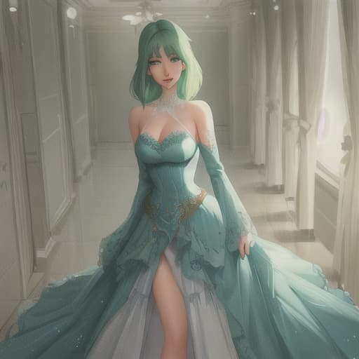  a fairy tail girl with a green hair and blue dress hyperrealistic, full body, detailed clothing, highly detailed, cinematic lighting, stunningly beautiful, intricate, sharp focus, f/1. 8, 85mm, (centered image composition), (professionally color graded), ((bright soft diffused light)), volumetric fog, trending on instagram, trending on tumblr, HDR 4K, 8K