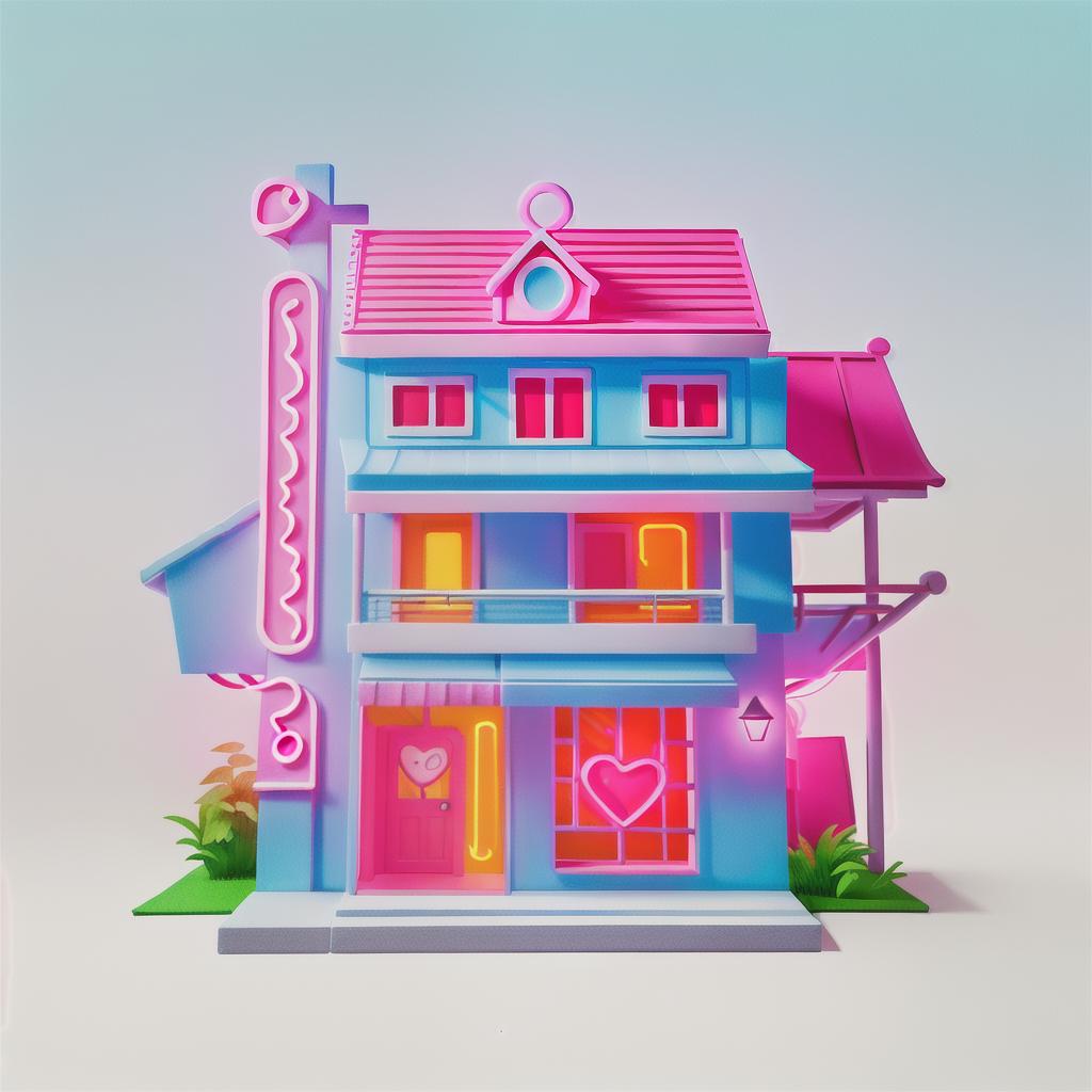  masterpiece, best quality, undetailed one-line drawing neon illustration style, very simple undetailed neon house with a heart drawing, neon details only, no background images, all captured in stunning 8k resolution,