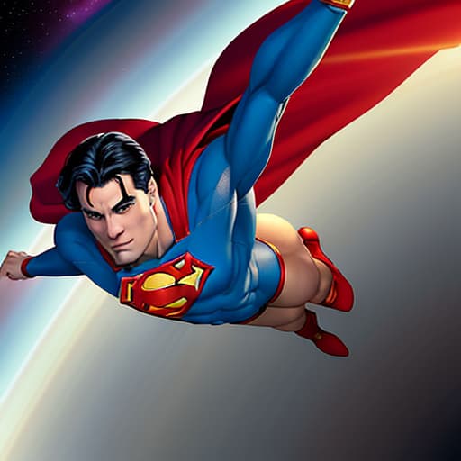  Superman volando junto a Saturno