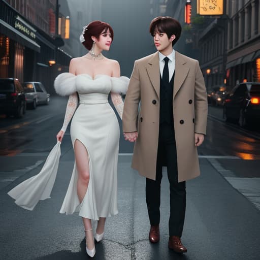  A beautiful fan girl met his idol jungkook And they held hands and girl crying in happiness hyperrealistic, full body, detailed clothing, highly detailed, cinematic lighting, stunningly beautiful, intricate, sharp focus, f/1. 8, 85mm, (centered image composition), (professionally color graded), ((bright soft diffused light)), volumetric fog, trending on instagram, trending on tumblr, HDR 4K, 8K