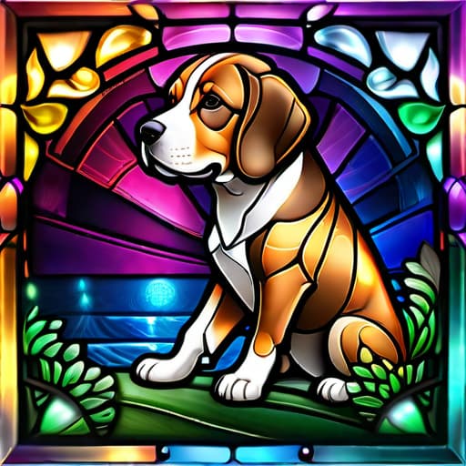  ((main style is Stained glass, broken glass effect)), Stained glass beagle with a broken glass effect, texture rich, mythical, radiant with energy, glowing with molecular precision, scales both iridescent and luminescent, an epitome of breathtaking beauty and divine presence, framed by volumetric light casting auras and rays, no background to enhance the vivid color reflections, stunning, unforgettable, impressive, ultra realistic digital painting, Broken Glass effect, no background, stunning, something that even doesn't exist, mythical being, energy, molecular, textures, iridescent and luminescent scales, breathtaking beauty, pure perfection, divine presence, unforgettable, impressive, breathtaking beauty, Volumetric light, auras, rays, vi hyperrealistic, full body, detailed clothing, highly detailed, cinematic lighting, stunningly beautiful, intricate, sharp focus, f/1. 8, 85mm, (centered image composition), (professionally color graded), ((bright soft diffused light)), volumetric fog, trending on instagram, trending on tumblr, HDR 4K, 8K