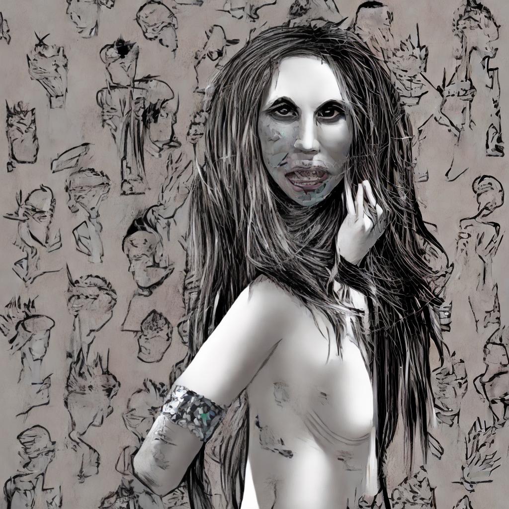  Illustration of a single woman in neurohorrorcore style