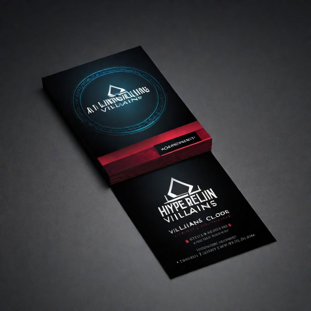  Create a logo design for an AI villains theme for a business card. The design should convey a sense of sophistication and intrigue, incorporating elements that symbolize artificial intelligence and villainous traits. Use dark colors and sleek, modern shapes to create a unique and memorable logo. hyperrealistic, full body, detailed clothing, highly detailed, cinematic lighting, stunningly beautiful, intricate, sharp focus, f/1. 8, 85mm, (centered image composition), (professionally color graded), ((bright soft diffused light)), volumetric fog, trending on instagram, trending on tumblr, HDR 4K, 8K