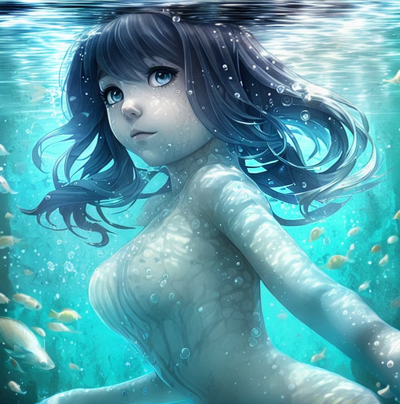  A girl under water