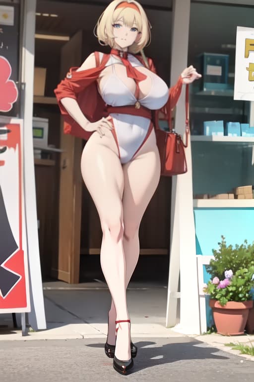  White Mature anime with wide hips, huge s, a fat, in pose