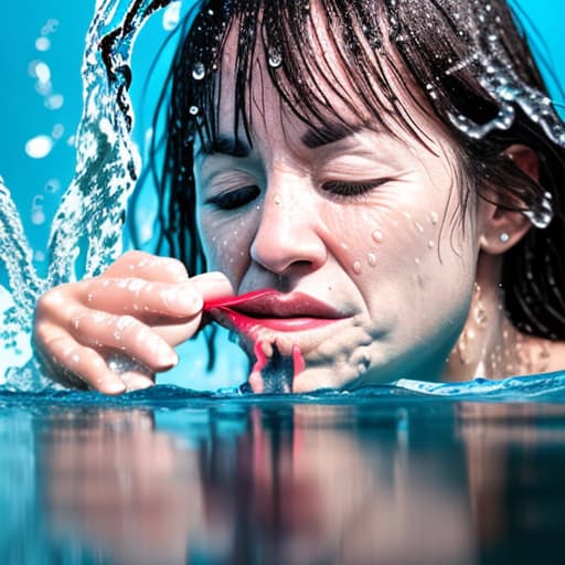  woman's nose sticking from the water