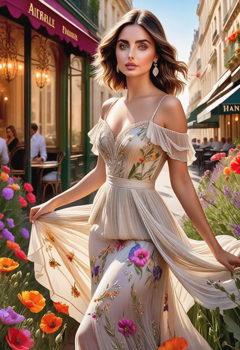  1. The stunning Ana De Armas, with her mesmerizing hazel eyes, stands in a softly lit Parisian cafe, reflecting the elegance of the Art Nouveau architecture that surrounds her.

2. Ana De Armas poses gracefully in a vibrant field of wildflowers, her flowing dress matching the vivid hues of the blooming blossoms, capturing a moment of natural beauty with a touch of surrealist enchantment.

3. Bathed in warm, golden sunlight, Ana De Armas reclines on a luxurious velvet chaise longue in a sumptuous 19th-century-style parlor, her expressive gaze inviting the viewer into a world where elegance meets timeless allure.

4. Ana De Armas gazes out over a breathtaking coastal vista, her windswept hair gently moving in harmony with the crashing waves b hyperrealistic, full body, detailed clothing, highly detailed, cinematic lighting, stunningly beautiful, intricate, sharp focus, f/1. 8, 85mm, (centered image composition), (professionally color graded), ((bright soft diffused light)), volumetric fog, trending on instagram, trending on tumblr, HDR 4K, 8K
