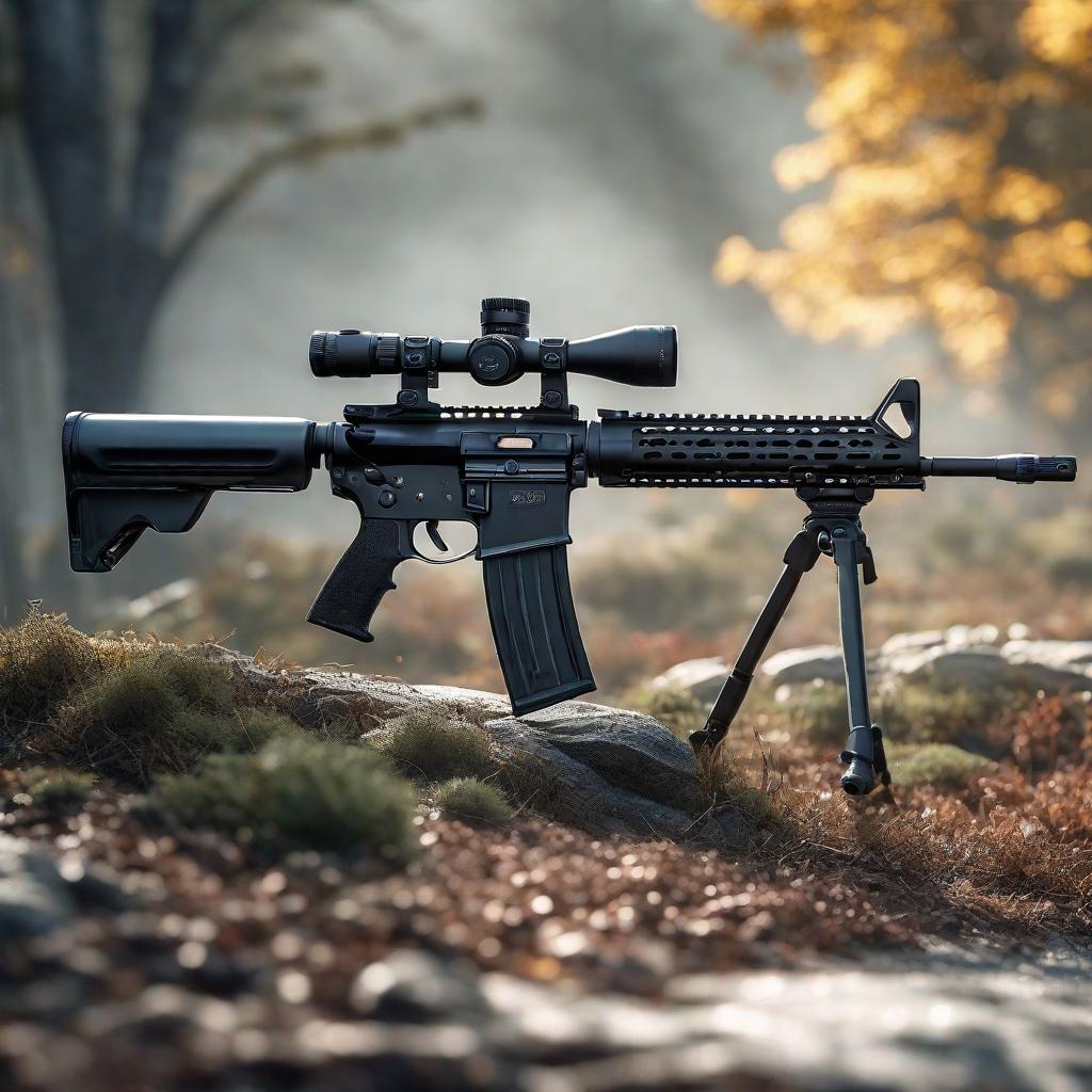  Dibuja un rifle hyperrealistic, full body, detailed clothing, highly detailed, cinematic lighting, stunningly beautiful, intricate, sharp focus, f/1. 8, 85mm, (centered image composition), (professionally color graded), ((bright soft diffused light)), volumetric fog, trending on instagram, trending on tumblr, HDR 4K, 8K