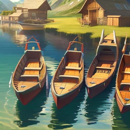  Mountains, lakes, boats, sun