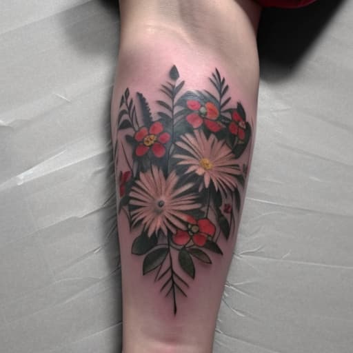  Venetian vase with flowers tattoo on forearm