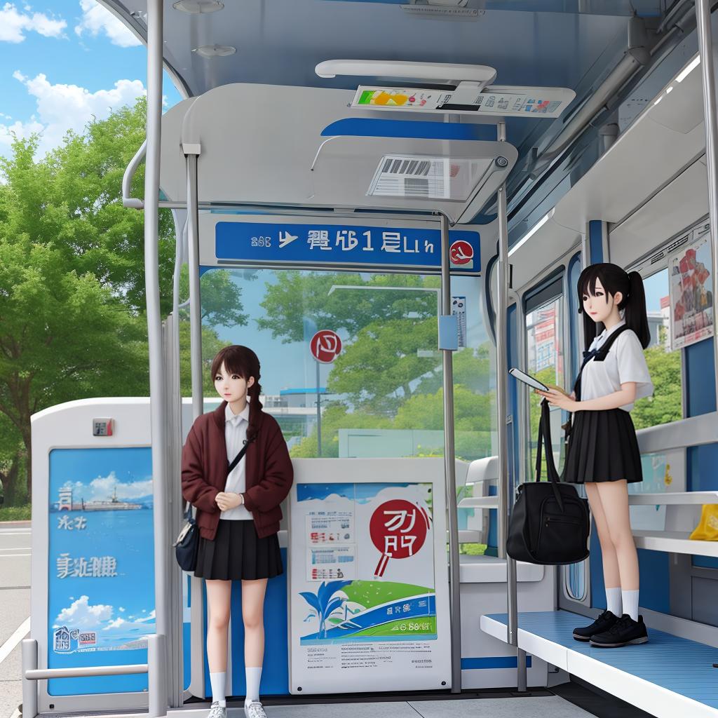  masterpiece, best quality, anime stay in bus stop