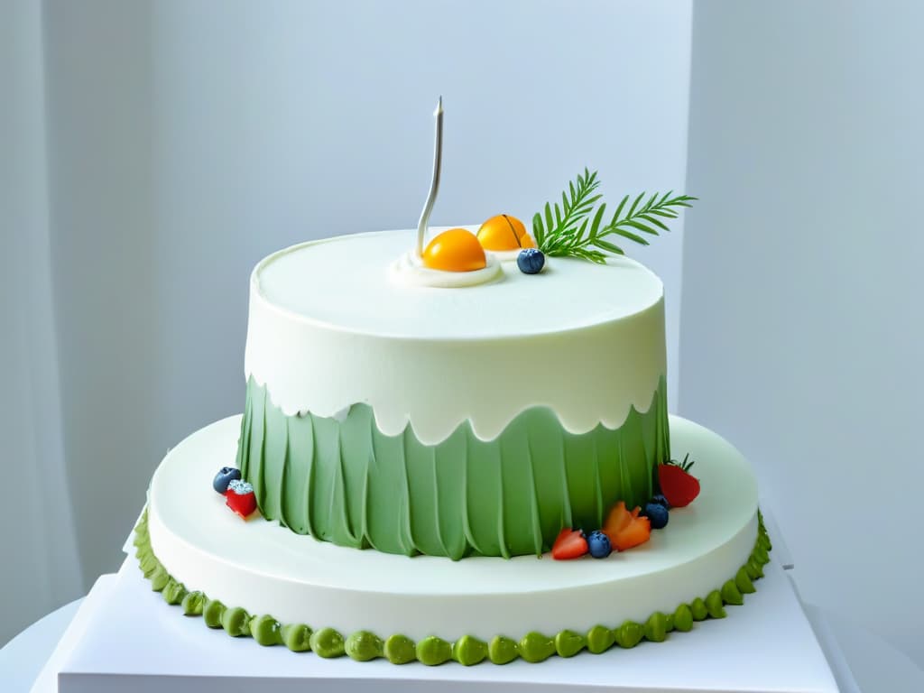  A closeup, ultradetailed image of a chef's hands meticulously piping intricate designs with vibrant, sustainable icing onto a beautifully crafted and intricately detailed ecofriendly cake. The focus is on the precision and artistry of the chef's technique, showcasing the innovative and sustainable approach to pastry making. The colors are rich and eyecatching, highlighting the beauty of the final product and the skill involved in its creation. This minimalist yet captivating image embodies the essence of sustainable pastry innovation and showcases the mastery of modern techniques in the culinary world. hyperrealistic, full body, detailed clothing, highly detailed, cinematic lighting, stunningly beautiful, intricate, sharp focus, f/1. 8, 85mm, (centered image composition), (professionally color graded), ((bright soft diffused light)), volumetric fog, trending on instagram, trending on tumblr, HDR 4K, 8K