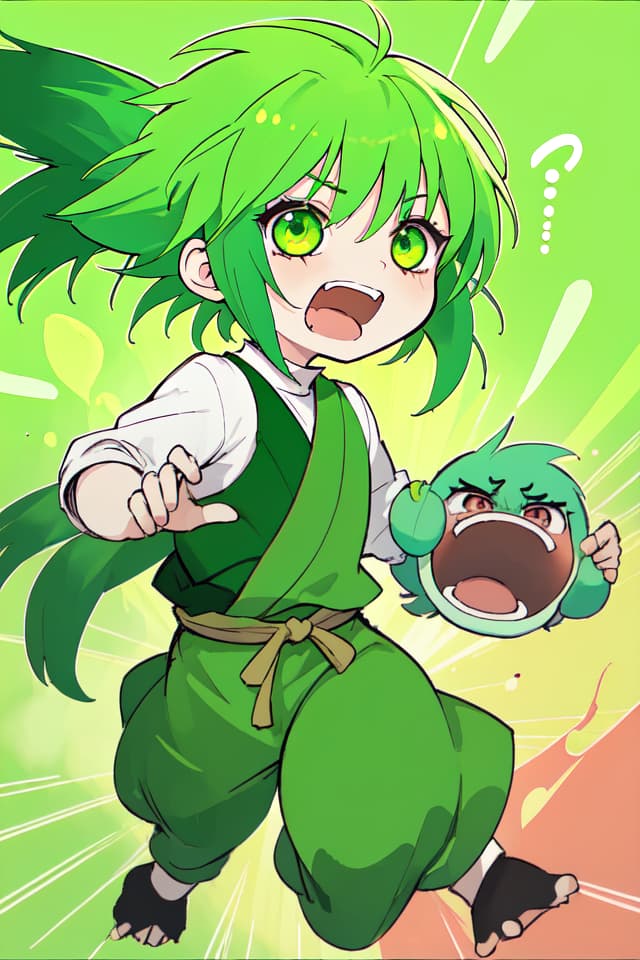  Green hair character Barakuraba, shouting