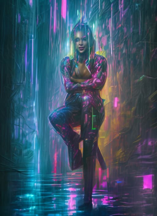 mdjrny-v4 style (Cyberpunk style), (((very detailed))), (((detailed face))), ((detailed eyes)), ((((real eyes)))), ((((highest quality)))), (((very realistic))), (((correct gender))), authentic cyberpunk appearance, 8k, ((neon)), ((glasses)), (4k resolution), (cyberpunk city),