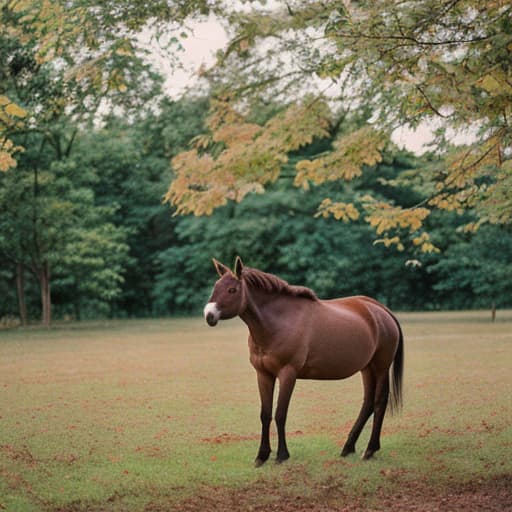 analog style Picture of a donkey watching a demon and the donkey screaming hyperrealistic, full body, detailed clothing, highly detailed, cinematic lighting, stunningly beautiful, intricate, sharp focus, f/1. 8, 85mm, (centered image composition), (professionally color graded), ((bright soft diffused light)), volumetric fog, trending on instagram, trending on tumblr, HDR 4K, 8K