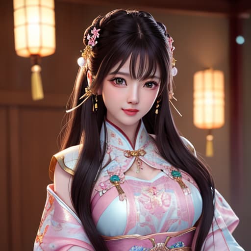  best quality, masterpiece, highres, 1girl,blush,(seductive smile:0.8),star shaped pupils,china hanfu,hair ornament,necklace, jewelry,Beautiful face,upon body, tyndall effect,photorealistic, dark studio, rim lighting, two tone lighting,(high detailed skin:1.2), 8k uhd, dslr, soft lighting, high quality, volumetric lighting, candid, Photograph, high resolution, 4k, 8k, Bokeh hyperrealistic, full body, detailed clothing, highly detailed, cinematic lighting, stunningly beautiful, intricate, sharp focus, f/1. 8, 85mm, (centered image composition), (professionally color graded), ((bright soft diffused light)), volumetric fog, trending on instagram, trending on tumblr, HDR 4K, 8K