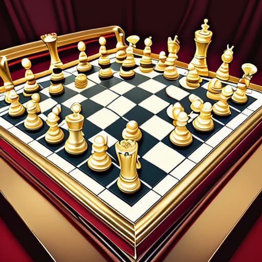  Chess board with gold pieces