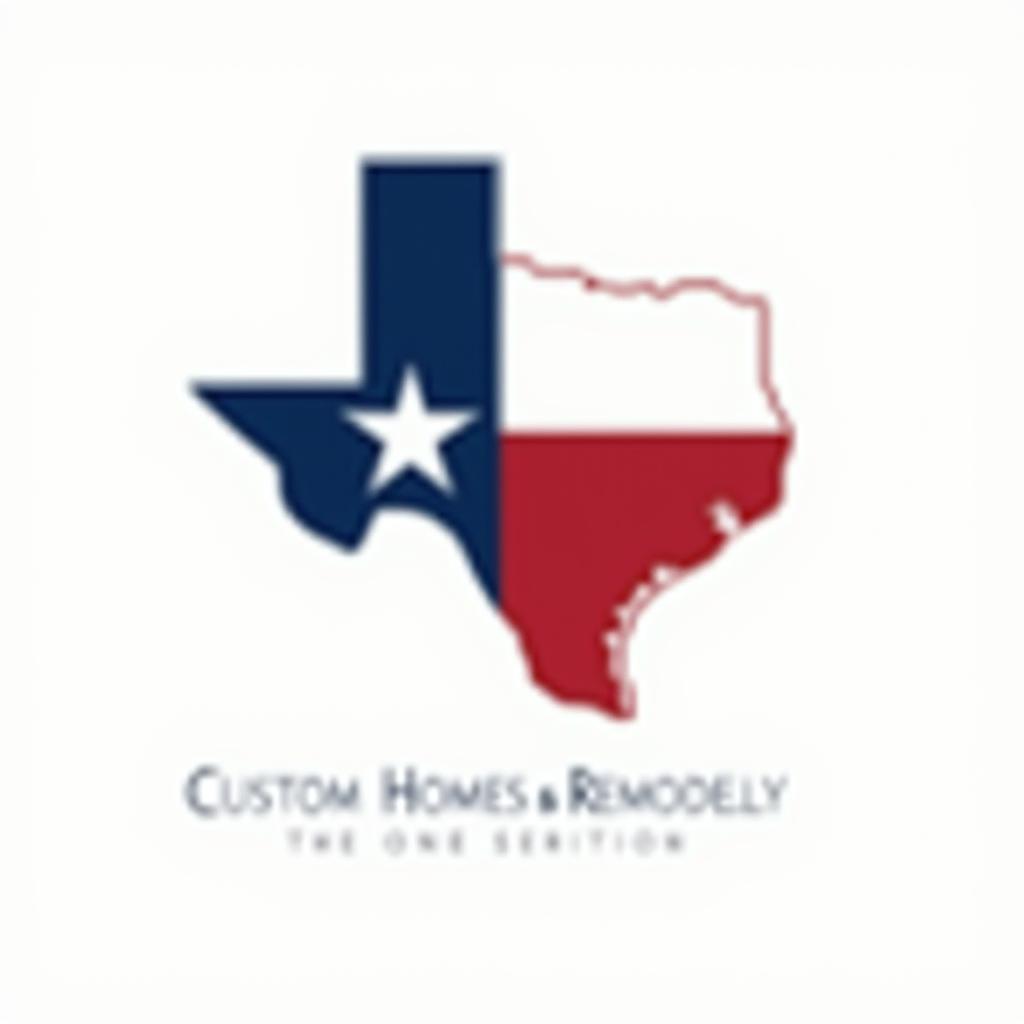  design a logo that features the outline of the state of texas in a minimalist style. inside the texas outline, incorporate the letters m5 in a bold, modern font. use the colors of the texas flag blue, red, and white. make the m in blue, the 5 in red, and the star in white. the text custom homes and remodeling, llc should be elegantly placed below or around the outline of texas, ensuring it complements the design without overwhelming the central focus. use a neutral color, such as black or dark blue, for the company name to ensure readability