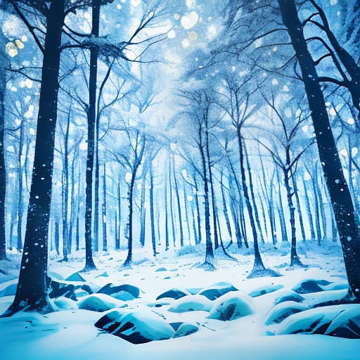  Snowy forest. Glowing. Pastelton. Clear. Sparkling. Beautiful. Gradation