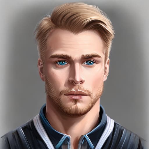 portrait+ style Russian queer IFBB blonde hunk dude face