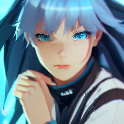 portrait+ style masterpiece. blurry background. loocing at viewers. 1girl. blue hair. Makoto Shinkai style. bangs. vibrant colors. 32K. high details. in the style skin art. blue eyes. full body. futures. beautiful.