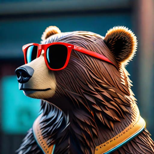  Bear wearing rayban hyperrealistic, full body, detailed clothing, highly detailed, cinematic lighting, stunningly beautiful, intricate, sharp focus, f/1. 8, 85mm, (centered image composition), (professionally color graded), ((bright soft diffused light)), volumetric fog, trending on instagram, trending on tumblr, HDR 4K, 8K