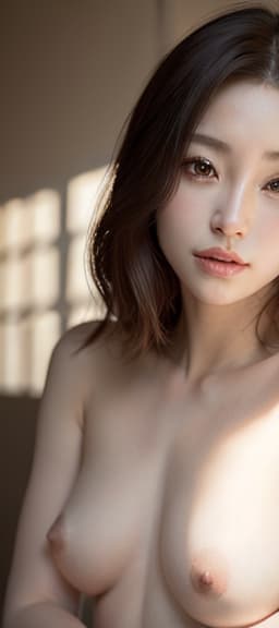  Small breasts, nude, (Masterpiece, BestQuality:1.3), (ultra detailed:1.2), (hyperrealistic:1.3), (RAW photo:1.2),High detail RAW color photo, professional photograph, (Photorealistic:1.4), (realistic:1.4), ,professional lighting, (japanese), beautiful face, (realistic face)