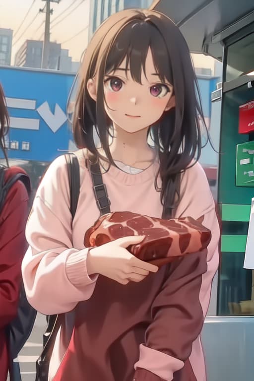  a cute casual prepared for slaughter by a butcher cannibal, short, meat