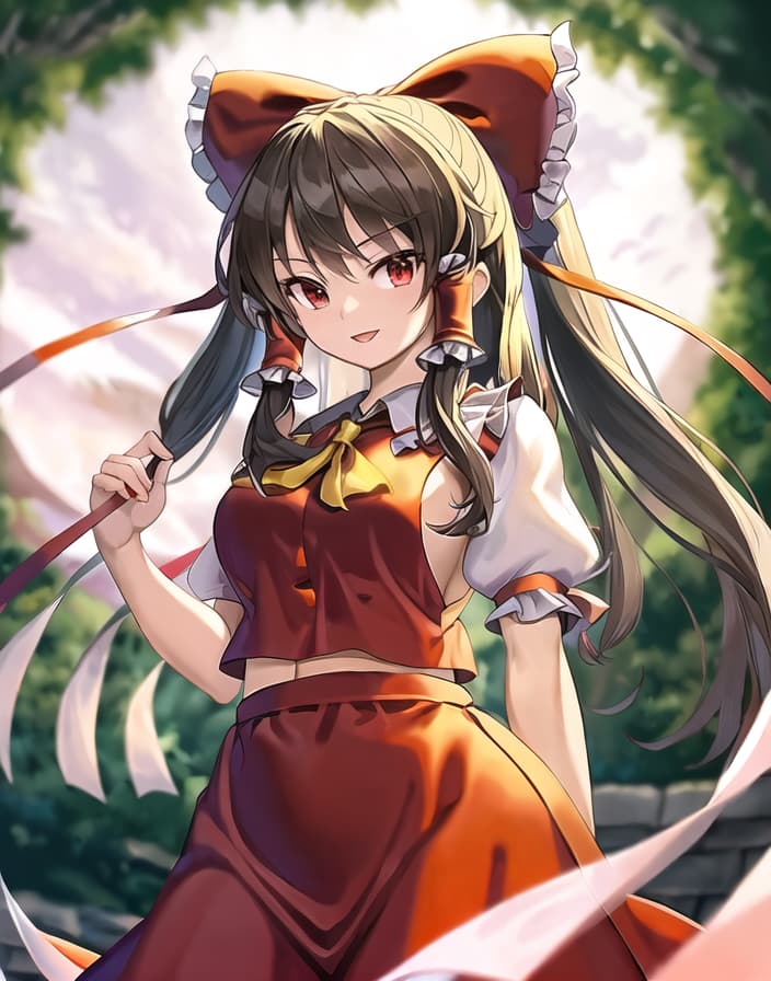  master piece , best quality,Touhou Character Reimu Large Ribbon