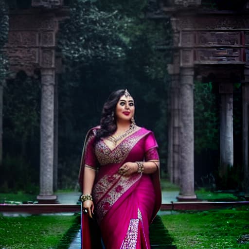  ssbbw in sari, tall,curvy, big breast hyperrealistic, full body, detailed clothing, highly detailed, cinematic lighting, stunningly beautiful, intricate, sharp focus, f/1. 8, 85mm, (centered image composition), (professionally color graded), ((bright soft diffused light)), volumetric fog, trending on instagram, trending on tumblr, HDR 4K, 8K