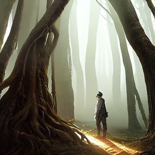  boy with nature forest Desert Wonders hyperrealistic, full body, detailed clothing, highly detailed, cinematic lighting, stunningly beautiful, intricate, sharp focus, f/1. 8, 85mm, (centered image composition), (professionally color graded), ((bright soft diffused light)), volumetric fog, trending on instagram, trending on tumblr, HDR 4K, 8K