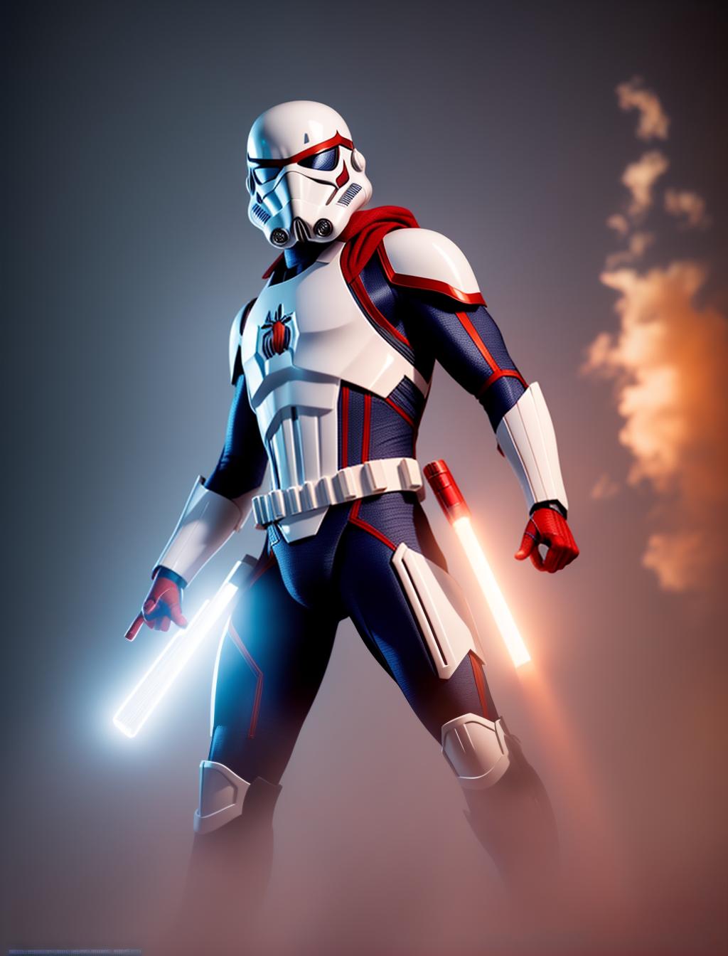  Spider-Man as a stormtrooper. , (high detailed skin:1.2), 8k uhd, dslr, soft lighting, high quality, film grain, Fujifilm XT3 hyperrealistic, full body, detailed clothing, highly detailed, cinematic lighting, stunningly beautiful, intricate, sharp focus, f/1. 8, 85mm, (centered image composition), (professionally color graded), ((bright soft diffused light)), volumetric fog, trending on instagram, trending on tumblr, HDR 4K, 8K