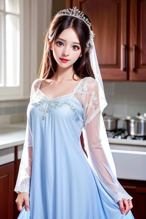  (:1.4), Beautiful , nightgown, in kitchen, masterpiece, (detailed face), (detailed clothes), f/1.4, ISO 200, 1/160s, 4K, unedited, symmetrical balance, in-frame, masterpiece, perfect lighting, (beautiful face), (detailed face), (detailed clothes), 1 , (woman), 4K, ultrarealistic, unedited, symmetrical balance, in-frame