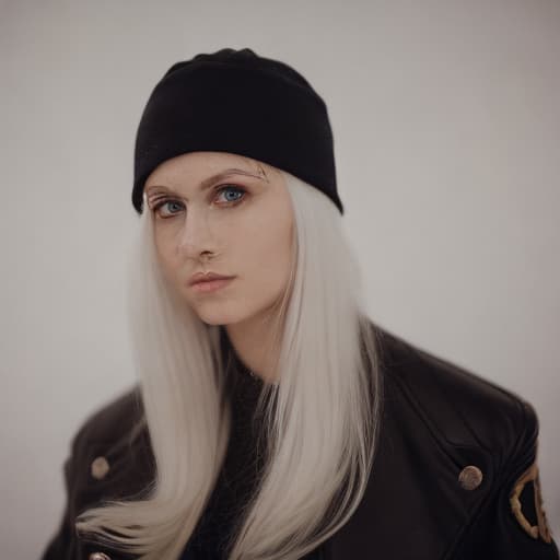 portrait+ style Russian queer reality show condensant blonde female face