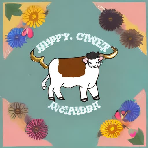  Taurus, like a cattle, cute, happy，