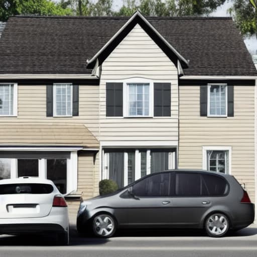  The car is parked next to the house, from there there is a cable that is connected to the car.