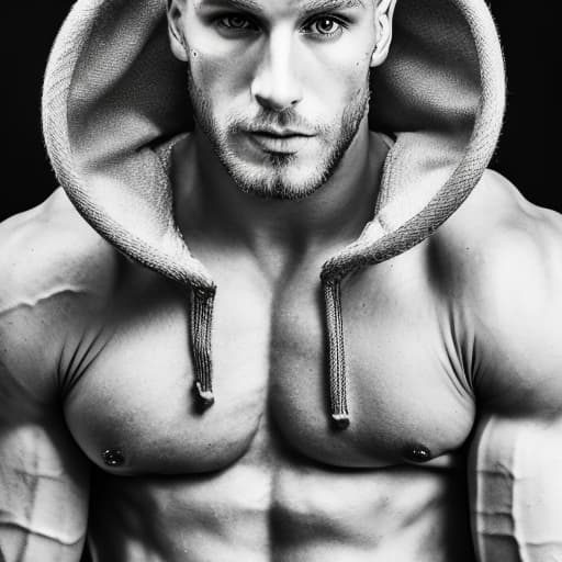 portrait+ style Russian queer fitness model blonde hunk dude face