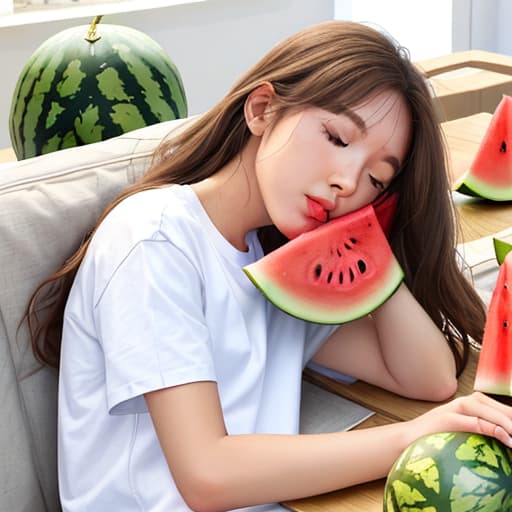  Summer, he wore my favorite white short sleeve, nap in the living room, a watermelon on the table,