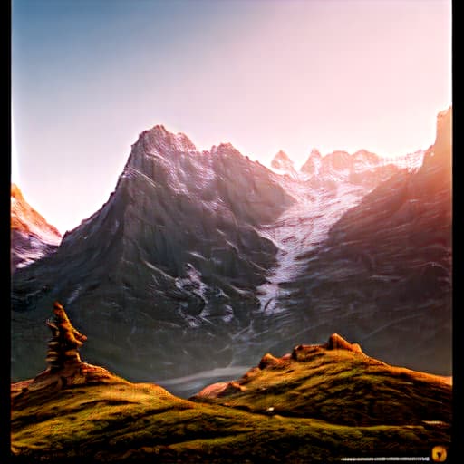  Mountain Majesty, Historic Landscapes hyperrealistic, full body, detailed clothing, highly detailed, cinematic lighting, stunningly beautiful, intricate, sharp focus, f/1. 8, 85mm, (centered image composition), (professionally color graded), ((bright soft diffused light)), volumetric fog, trending on instagram, trending on tumblr, HDR 4K, 8K