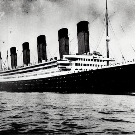  Photo of the Titanic, which is half in the water and has been split in half